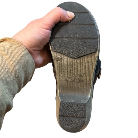 EUC - Dansko Melanie Mules Nubuck Leather Clogs Heel Braided - Size 37 - Picture 5 of 6